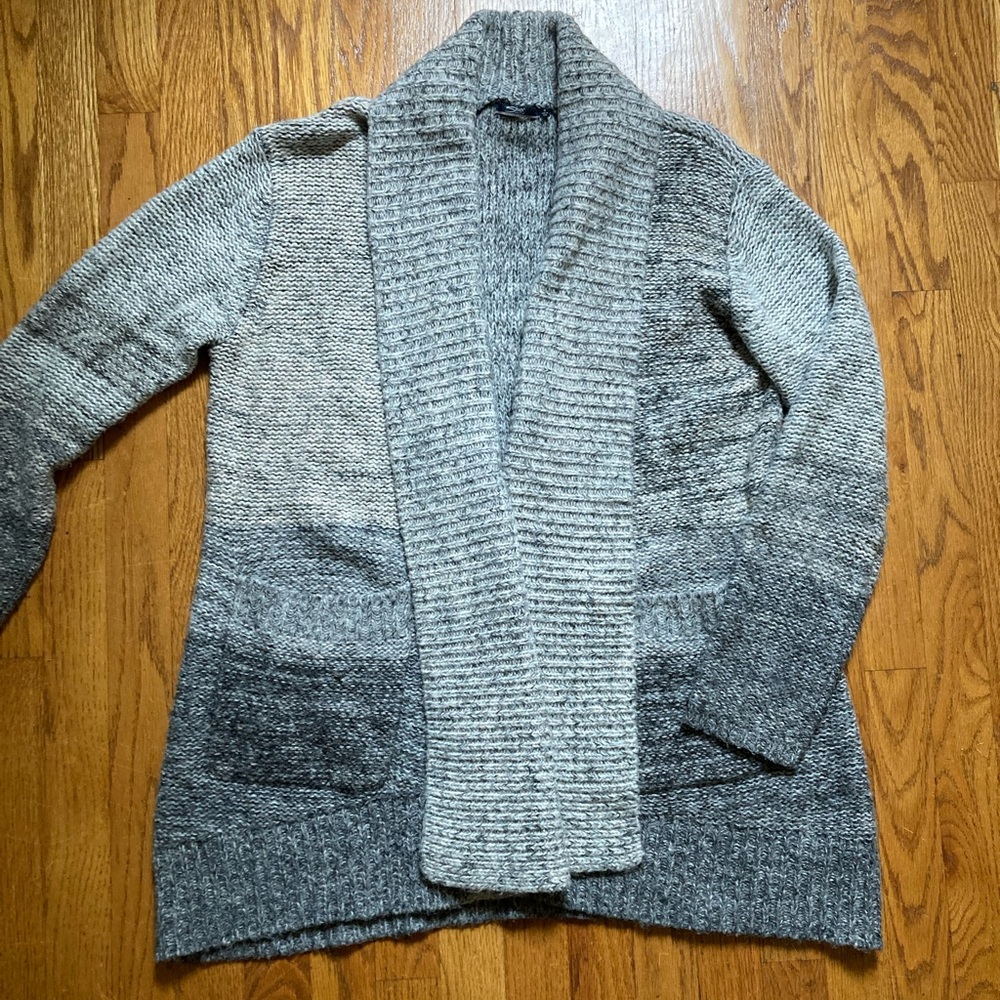 Silver jeans cozy grey open front cardigan chunky knit ombré with pockets